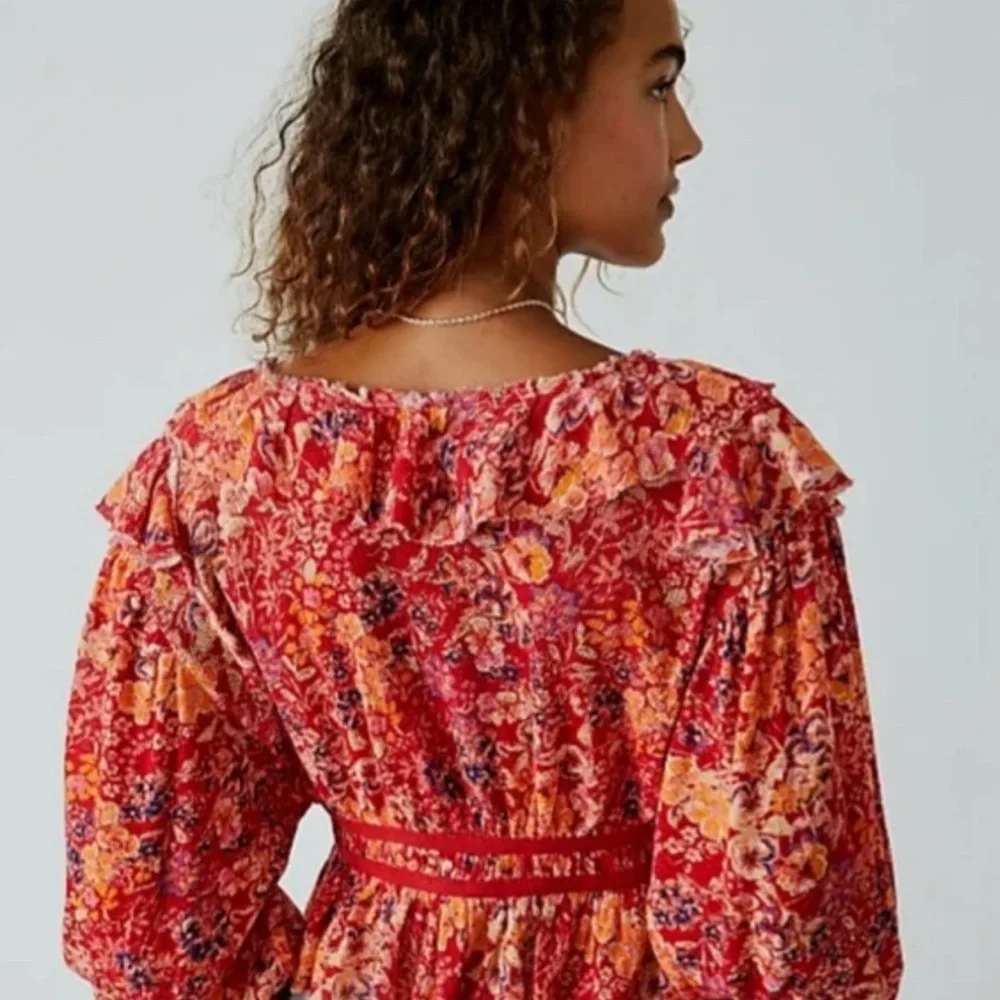 Free People Rudi Cropped Top Blouse  NEW NWT Boho Floral - Picture 3 of 6